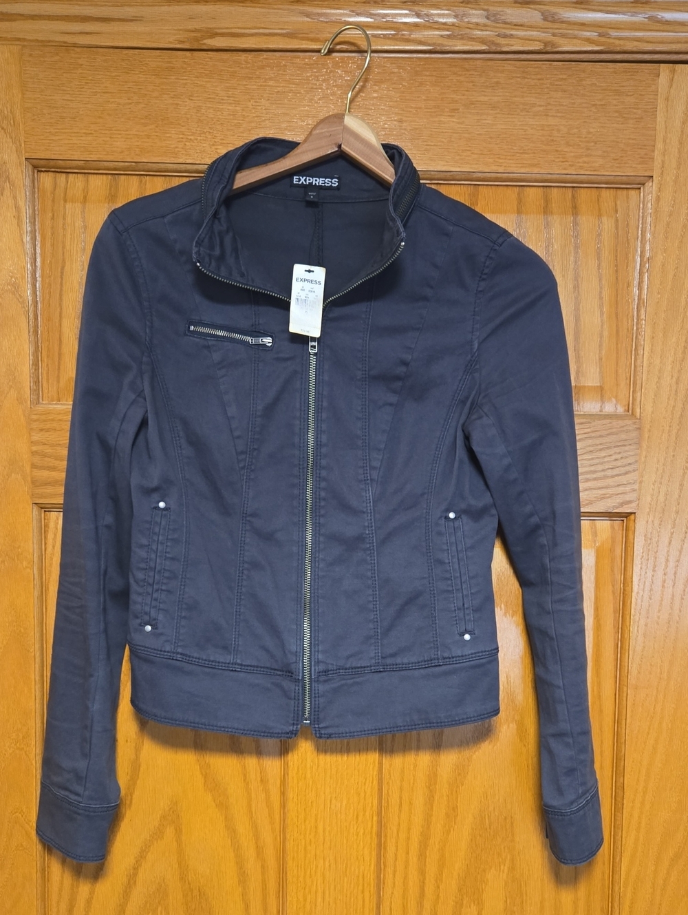 Express Women’s Zip-Front Jacket in Dark Gray